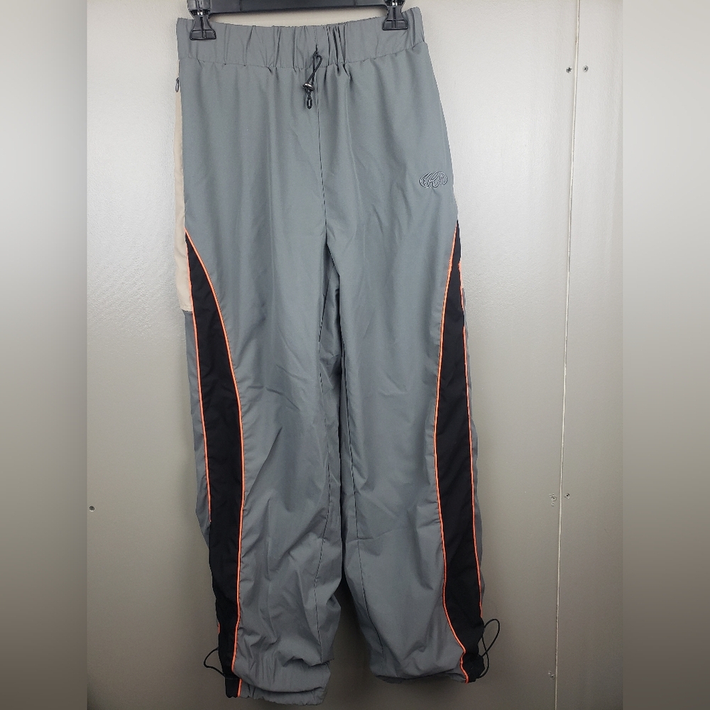Real Takai Mens Y2k Track Pants Size Large Baggy Hiphop Stripe Adjustable Ankle